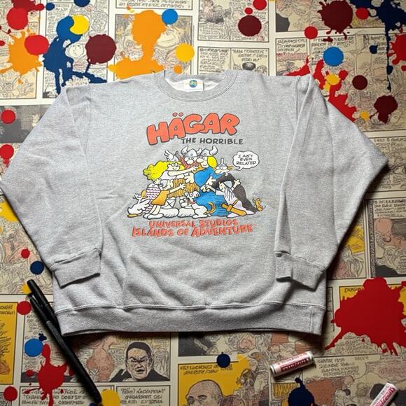 Vintage 1999 Hagar Universal Studios Islands Of Adventure Large Sweatshirt - Picture 1 of 8